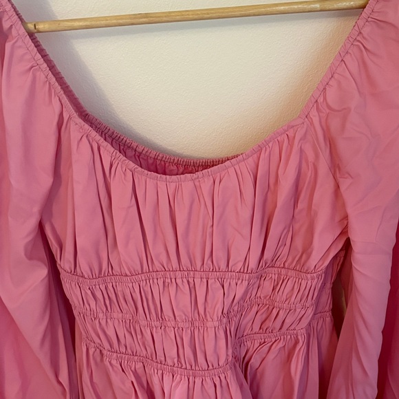 STAUD Pink Long-Balloon Sleeve Dress - Picture 8 of 13